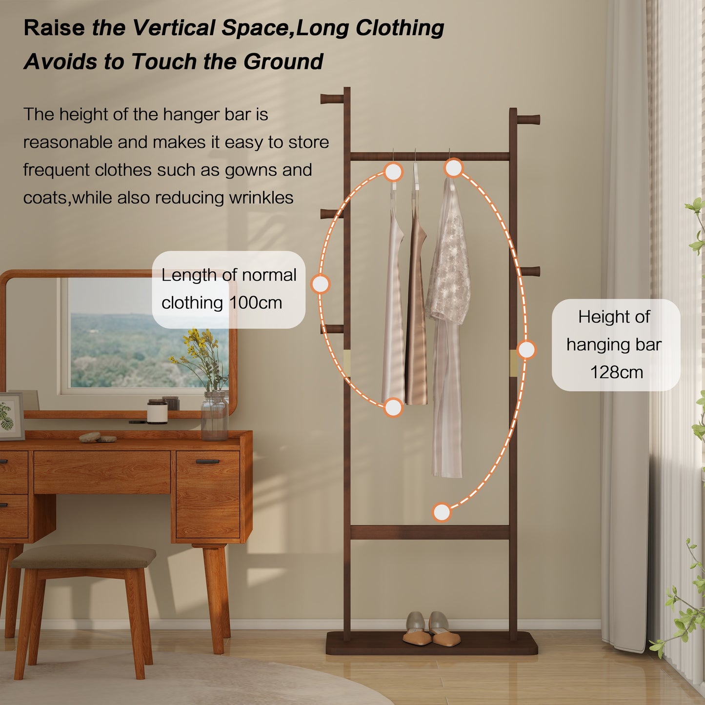 Modern Coat Rack Modern Multi-Functional Wooden Coat Rack with 5 Hangers | Umbrella Holder & Shoe Shelf - Freestanding Entryway Organizer for Clothes, Bags, and Accessories, Minimalist Home Decor, Natural Wood Finish