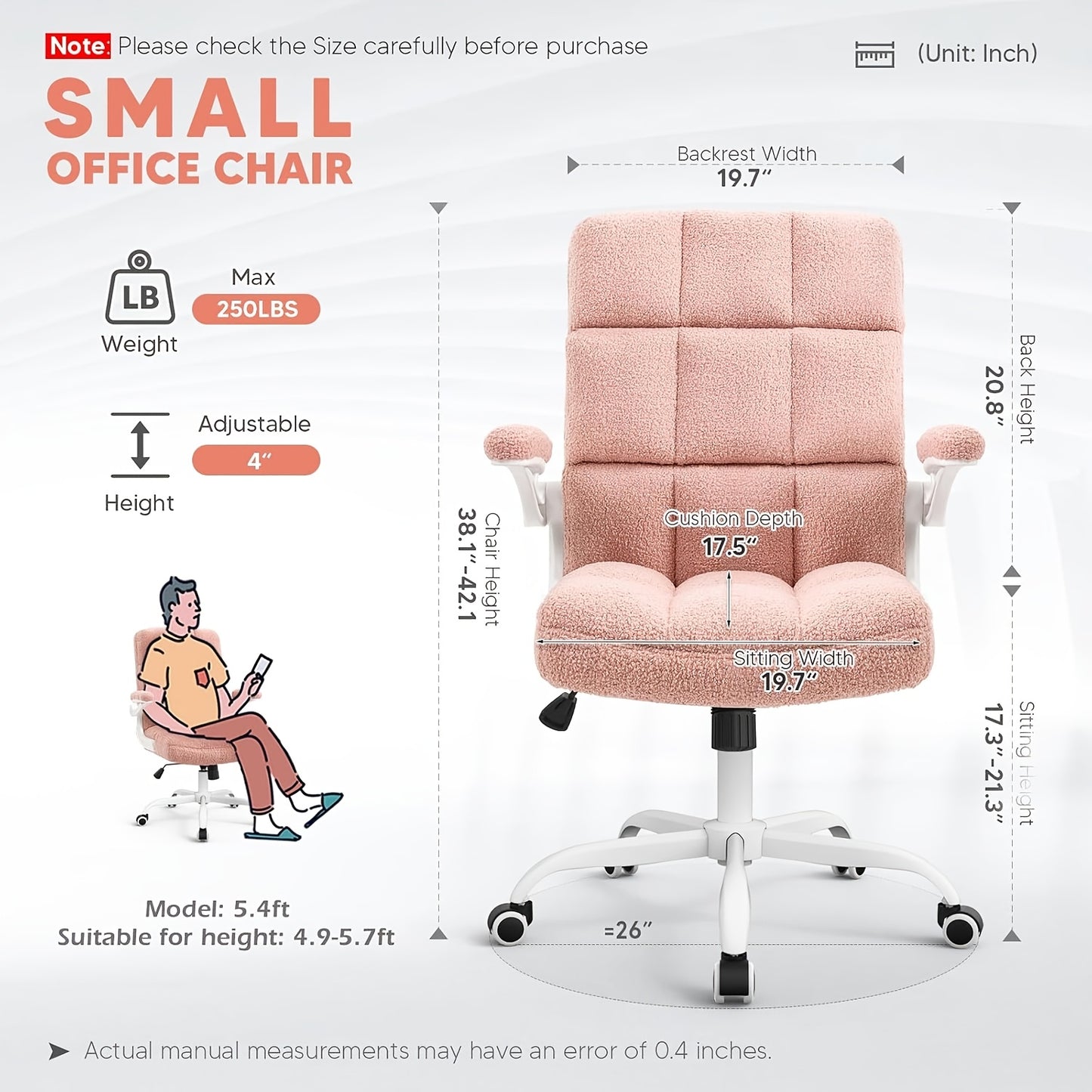 Office Chair Desk Chairs With Flip-up Arms And Wheels, Teddy Velvet Executive Home Office Chairs With Adjustable Height For Adults And Teens