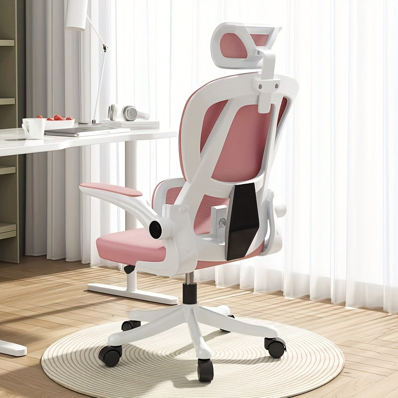 XUEGW Ergonomic Office Chair Comfort Home Desk Chair Adjustable High Back Mesh Chair Lumbar Support Computer Chair With Flip-up Arms For Work, Study, Gaming
