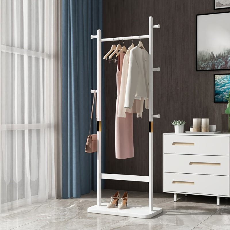 Modern Coat Rack Modern Multi-Functional Wooden Coat Rack with 5 Hangers | Umbrella Holder & Shoe Shelf - Freestanding Entryway Organizer for Clothes, Bags, and Accessories, Minimalist Home Decor, Natural Wood Finish