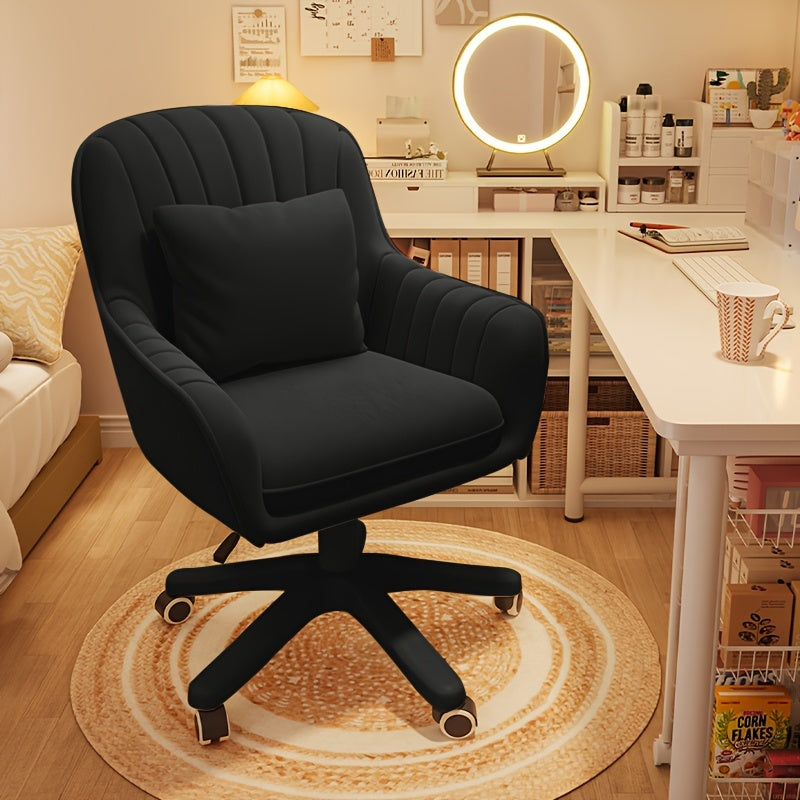 Ergonomic Office Chair with Memory Foam Seat & 360° Swivel - Adjustable Height Mid-Back Task Chair, Soft Padded Upholstery, Metal Frame & 5 Caster Wheels for Home Office, Living Room, Makeup Station - Gray\u002FBeige\u002FPink\u002FBlack, Desk Chair