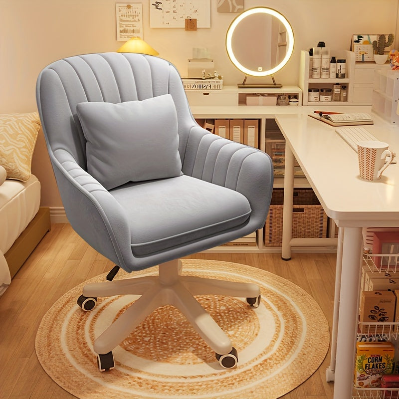Ergonomic Office Chair with Memory Foam Seat & 360° Swivel - Adjustable Height Mid-Back Task Chair, Soft Padded Upholstery, Metal Frame & 5 Caster Wheels for Home Office, Living Room, Makeup Station - Gray\u002FBeige\u002FPink\u002FBlack, Desk Chair