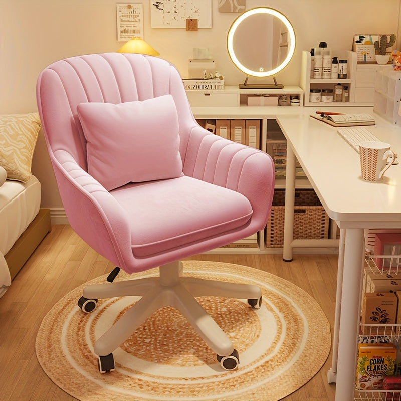 Ergonomic Office Chair with Memory Foam Seat & 360° Swivel - Adjustable Height Mid-Back Task Chair, Soft Padded Upholstery, Metal Frame & 5 Caster Wheels for Home Office, Living Room, Makeup Station - Gray\u002FBeige\u002FPink\u002FBlack, Desk Chair