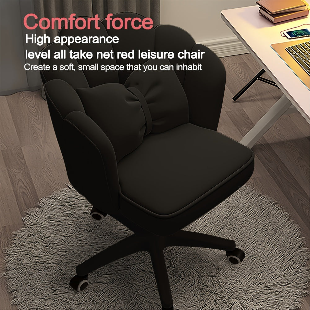 XUEGW Modern Fabric Office Chair with Memory Foam Seat & Adjustable Swivel Wheels - Ergonomic Solid Back Task Chair for Home Office, Vanity, Small Spaces - Black, Ergonomic Office Chair | Stylish Fabric Chair | Adjustable Swivel Chair