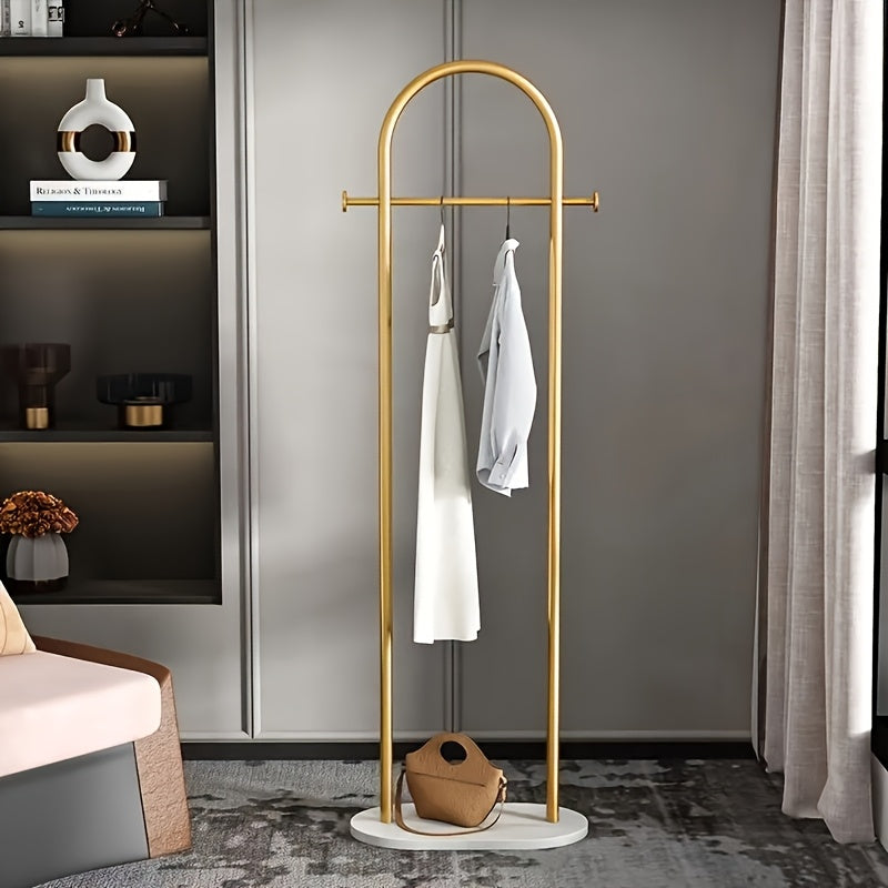 1pc Modern Metal Garment Rack with Marble Base, Heavy Duty Coat Hanger Stand for Bedroom, Clothes Organizer for Bags, Hats, Scarves, Jackets, Clothing Rack, Standing