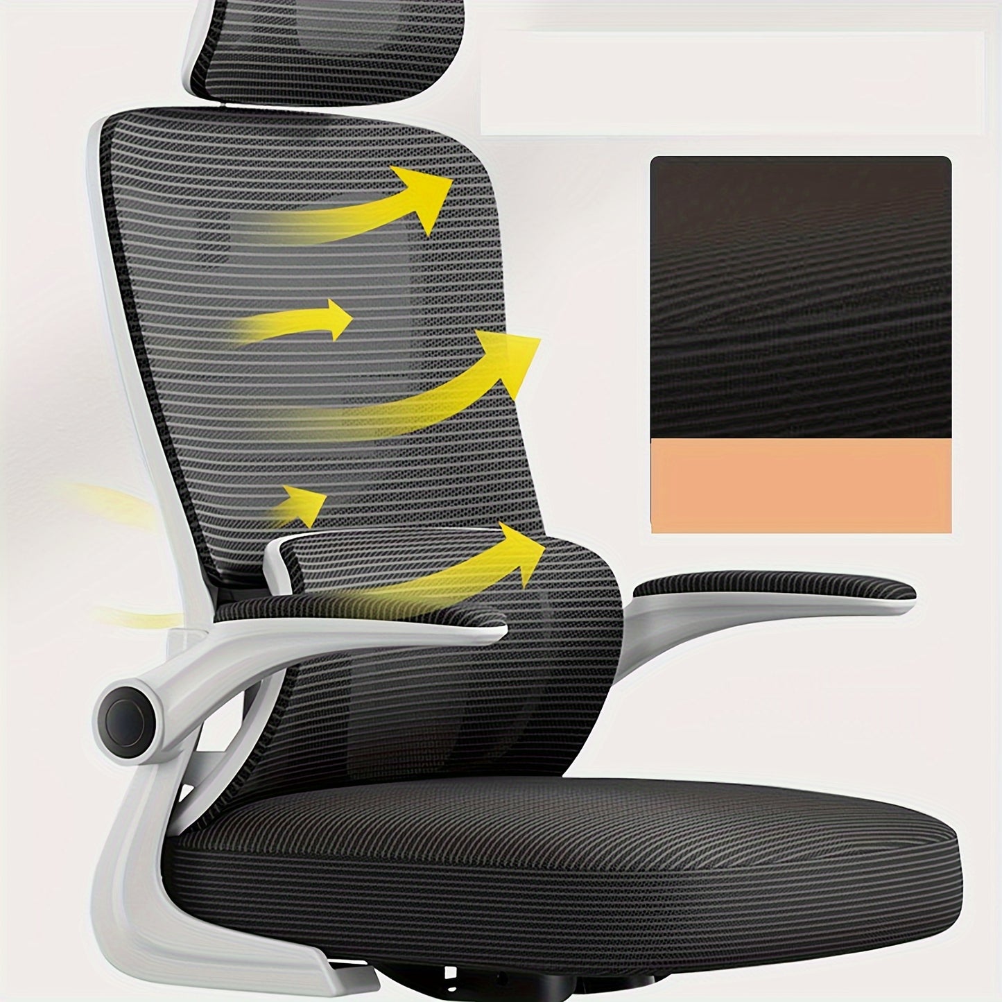 XUEGW Ergonomic Office Chair Comfort Home Desk Chair Adjustable High Back Mesh Chair Lumbar Support Computer Chair With Flip-up Arms For Work, Study, Gaming