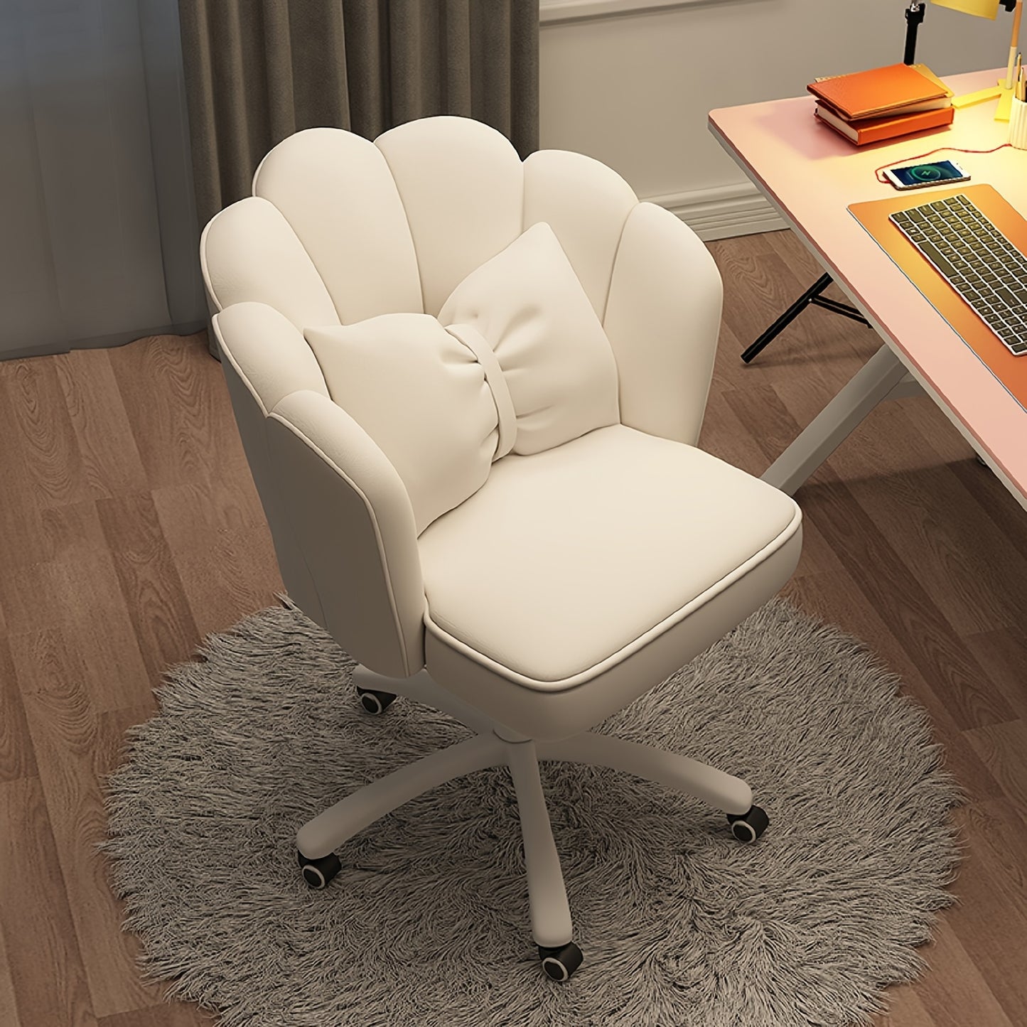 XUEGW Modern Fabric Office Chair with Memory Foam Seat & Adjustable Swivel Wheels - Ergonomic Solid Back Task Chair for Home Office, Vanity, Small Spaces - Black, Ergonomic Office Chair | Stylish Fabric Chair | Adjustable Swivel Chair