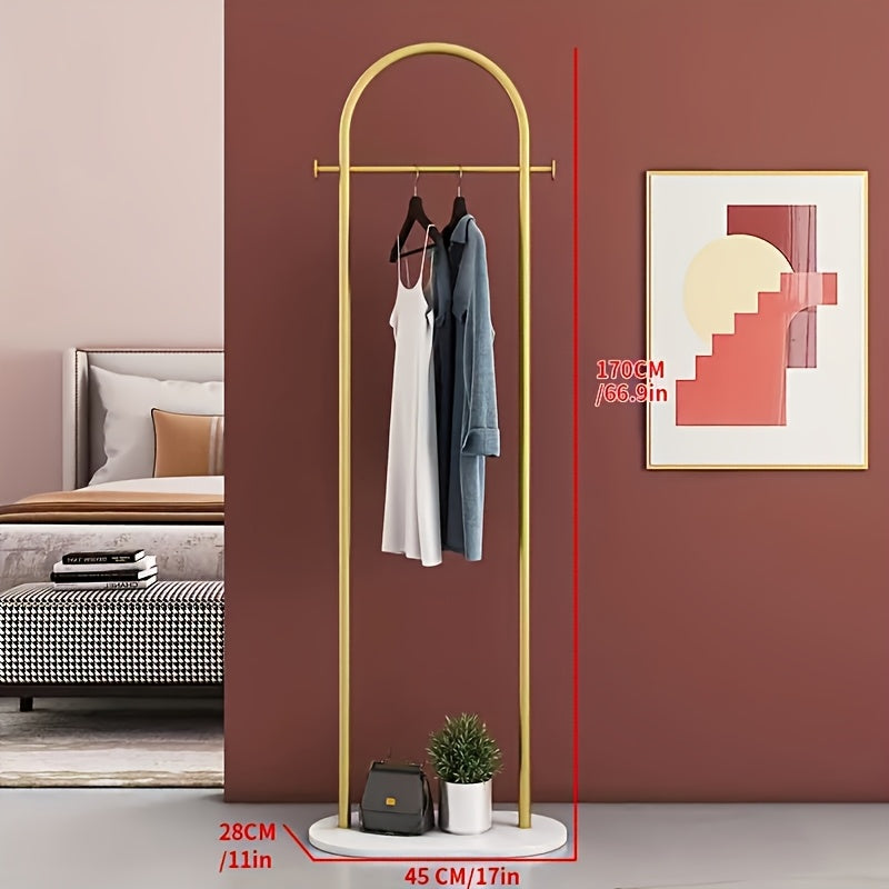 1pc Modern Metal Garment Rack with Marble Base, Heavy Duty Coat Hanger Stand for Bedroom, Clothes Organizer for Bags, Hats, Scarves, Jackets, Clothing Rack, Standing