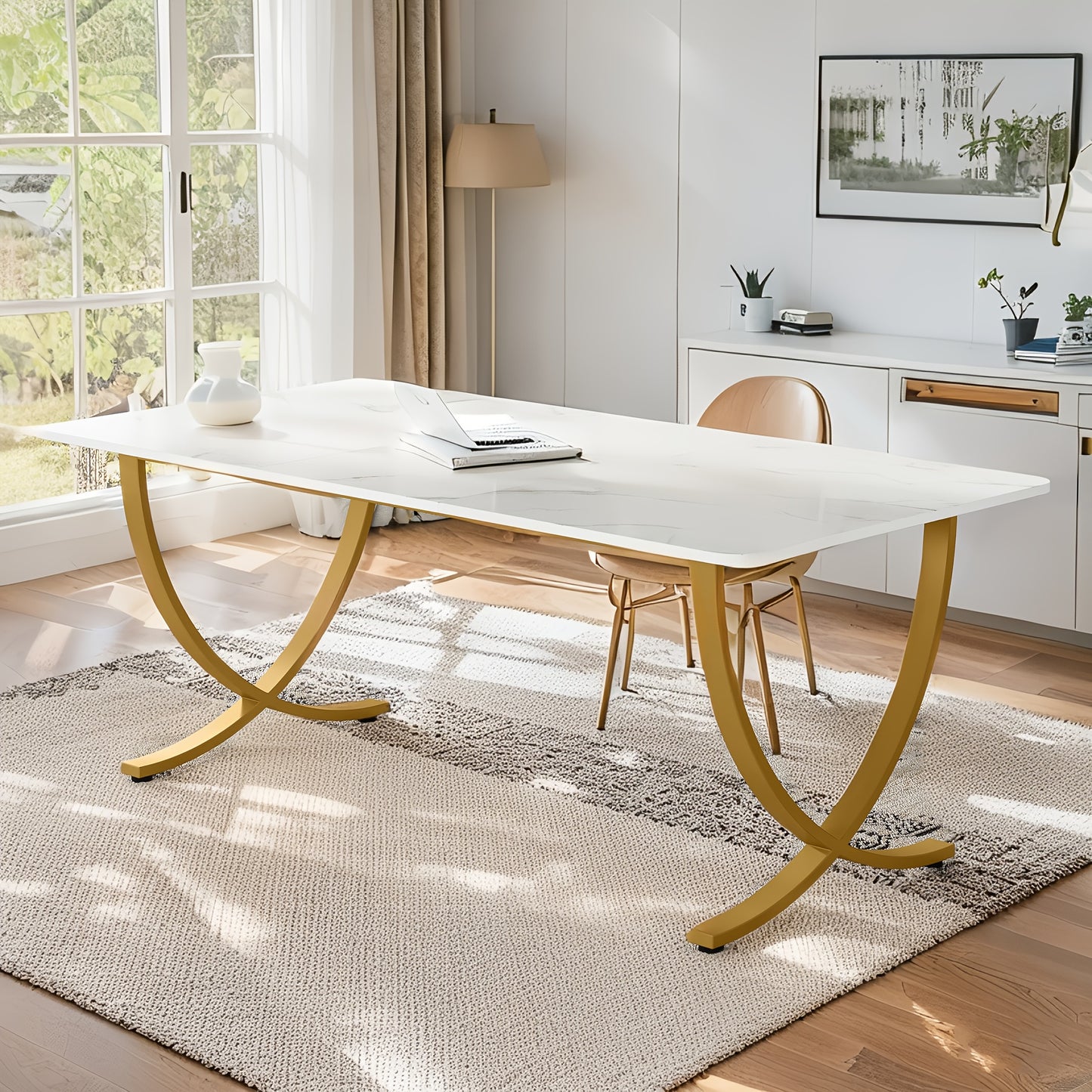 Computer Desk Office Desk, 63 Inch Gaming Desk, Modern PC Desk Work Table for Home Office