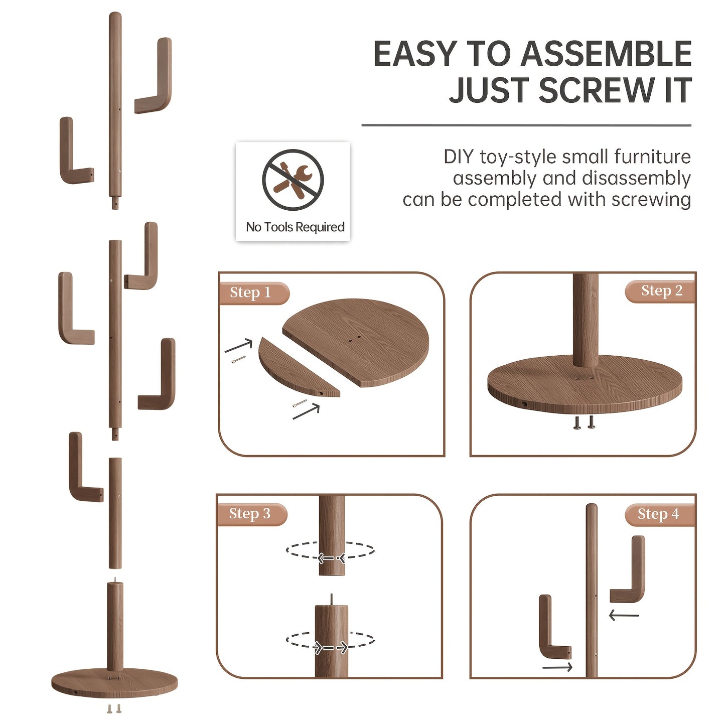 Kaslandi Space Entryway Furniture Coat Rack, Solid Wood Floor Standing Clothes Rack, Bedroom Home Garment Rack with Six Hooks, Multi-Style & Multi-Functional Hanging Coat Rack.