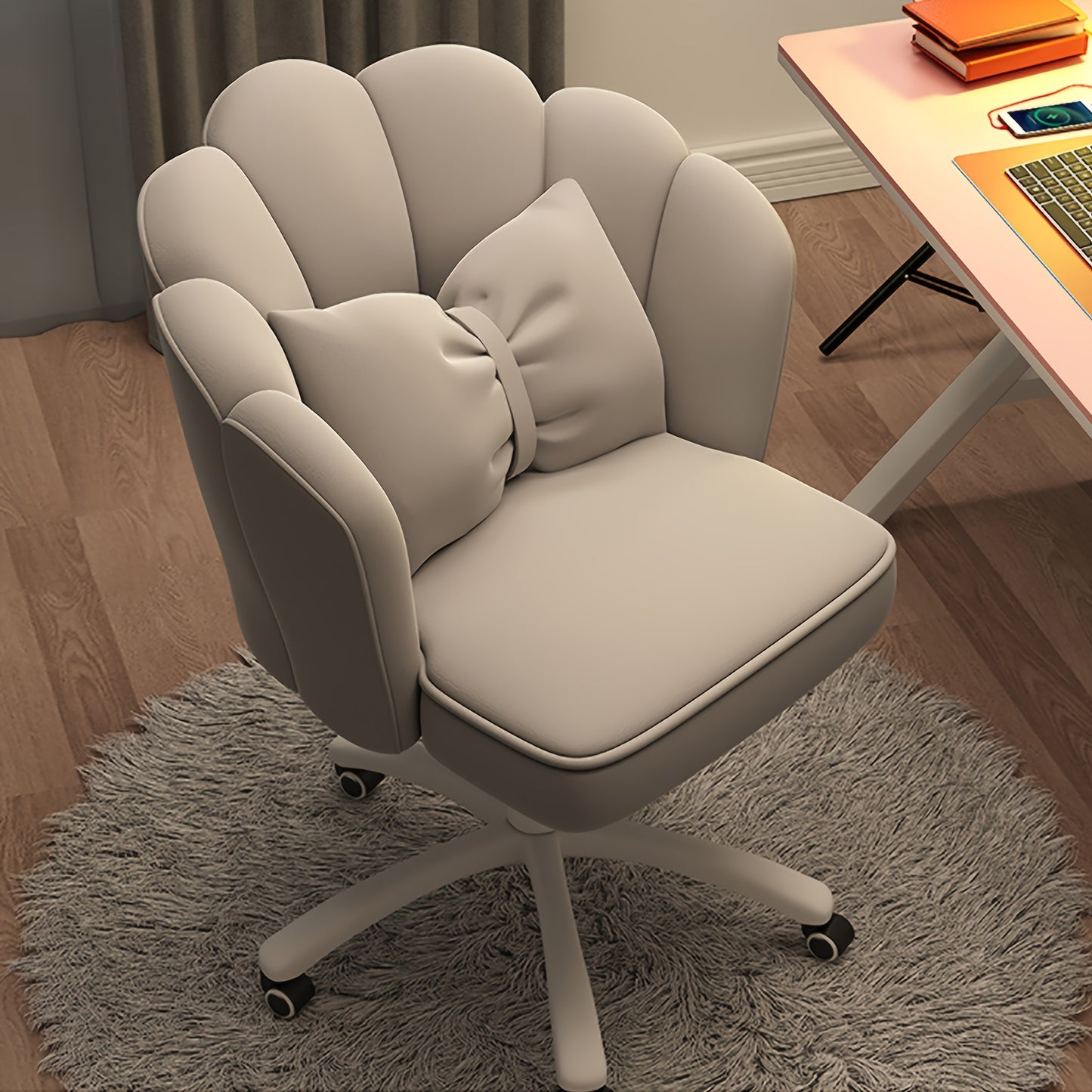 XUEGW Modern Fabric Office Chair with Memory Foam Seat & Adjustable Swivel Wheels - Ergonomic Solid Back Task Chair for Home Office, Vanity, Small Spaces - Black, Ergonomic Office Chair | Stylish Fabric Chair | Adjustable Swivel Chair