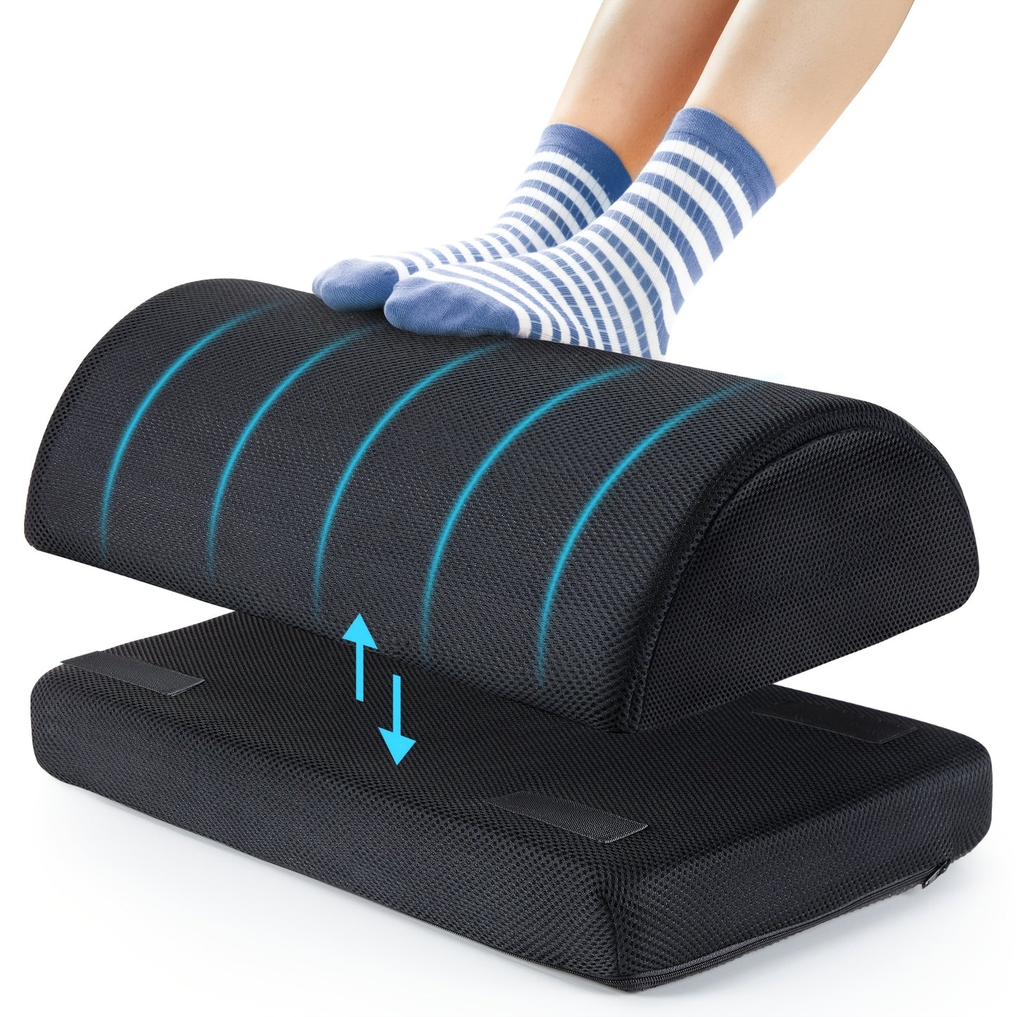 Ergonomic Footrest, Adjustable Under Desk Footrest, with 3 Height Position And 30 Degree Tilt Angle Adjustment, with Comfortable Texture Design, Use for Home And Office.