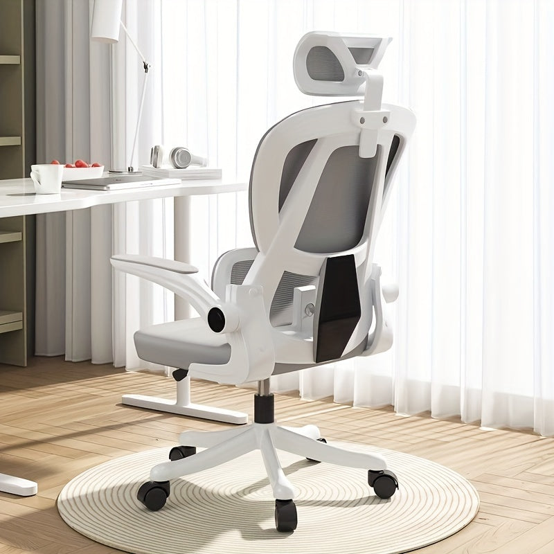 XUEGW Ergonomic Office Chair Comfort Home Desk Chair Adjustable High Back Mesh Chair Lumbar Support Computer Chair With Flip-up Arms For Work, Study, Gaming