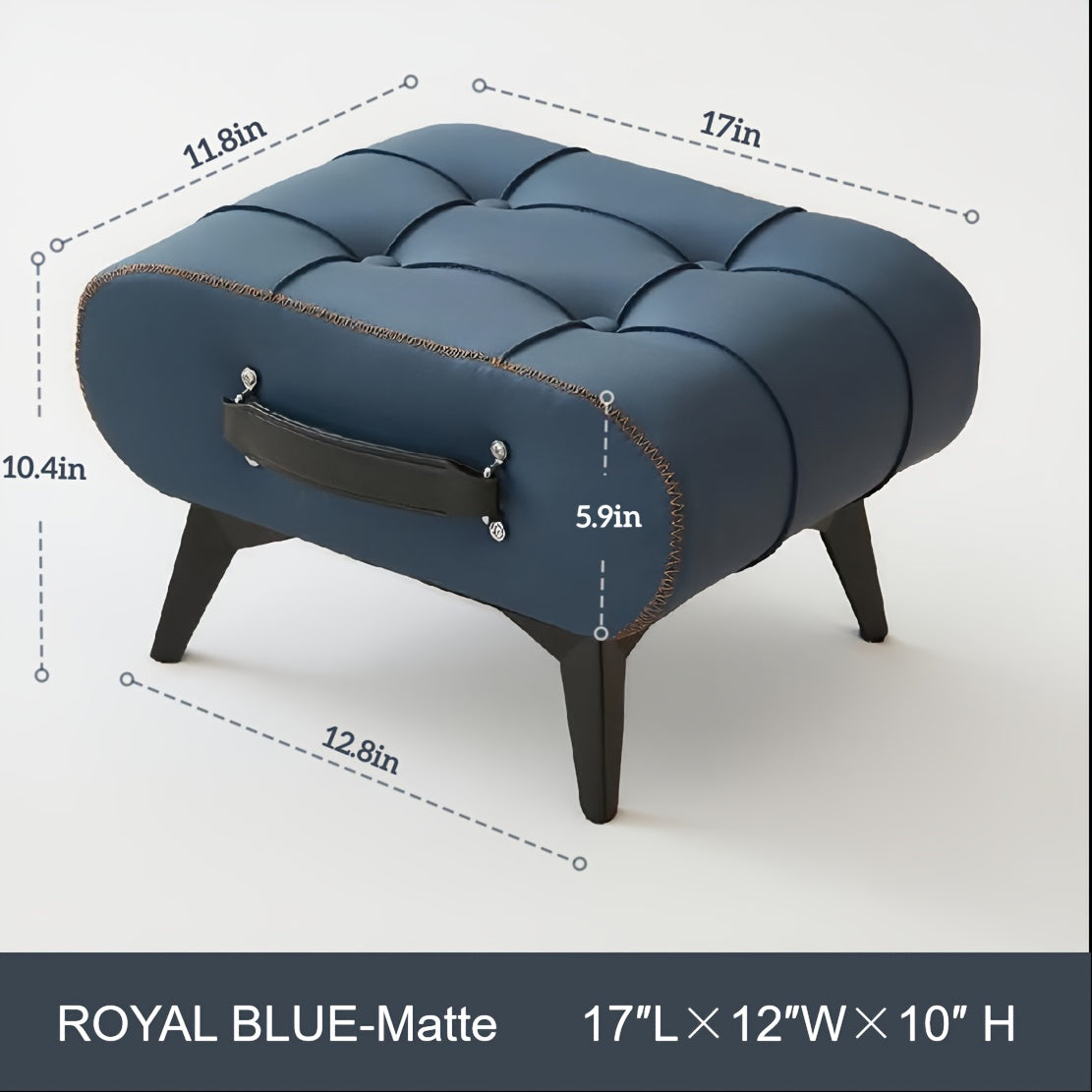 1pc High Quality Oil Wax Leather Low Stools, Footstools, Leather Padded Footstools, Stylish & Versatile For Sofa End, Shoe Changing Stools For Living Rooms, Corridors, Foyers, Entrance, Bedroom, Home Decor Furniture, Furniture For Home
