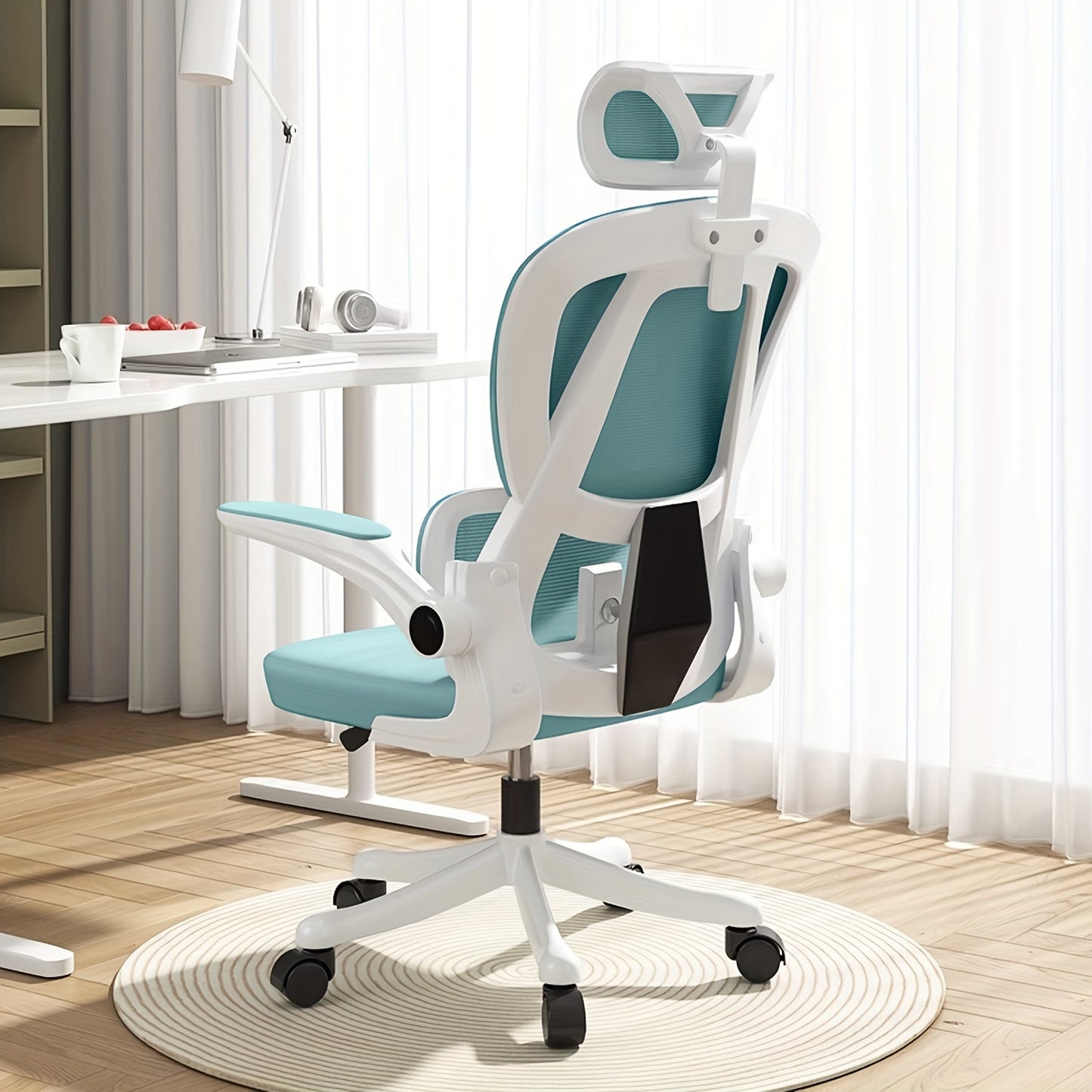 XUEGW Ergonomic Office Chair Comfort Home Desk Chair Adjustable High Back Mesh Chair Lumbar Support Computer Chair With Flip-up Arms For Work, Study, Gaming